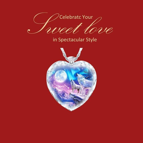 Handmade Howling Wolf Pendant Necklace - Adjustable Heart Charm Jewelry - Picture 6 of 7